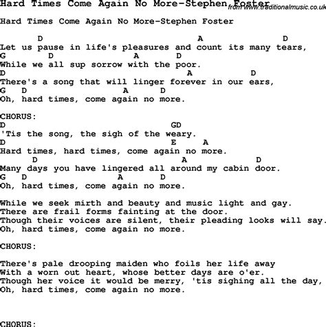 Summer Camp Song, Hard Times Come Again No More-Stephen Foster, with ...