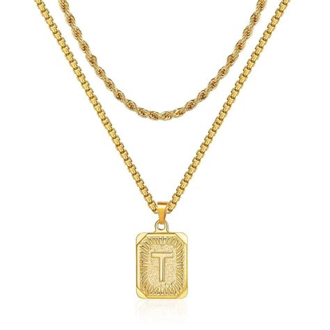 Tingn 18K Gold Plated Initial Necklace for Men and Women - India | Ubuy