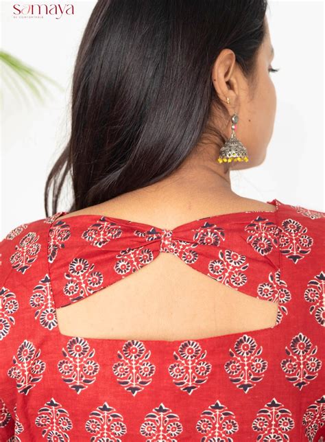 Maroon hand block cotton dress and full lining – SRI SAMAYA GARMENTS