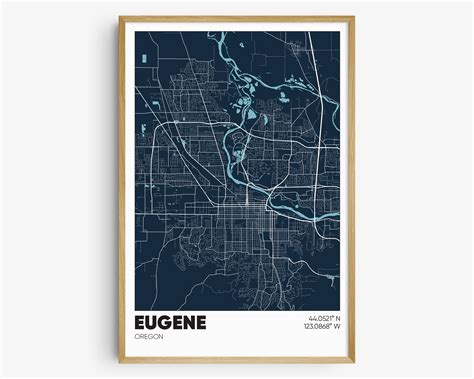 Printable Map Of Eugene Or Eugene Oregon Map Print In Woodblock