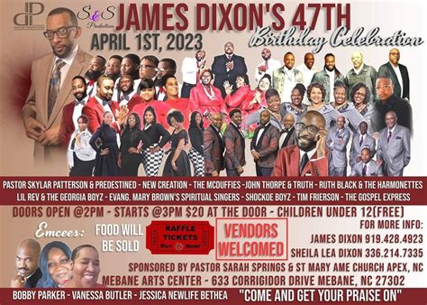 James Dixons 47th Birthday Celebration, Mebane Arts Center, 1 April ...