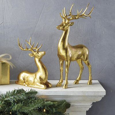 Metallic Shimmer Mantel Deer | Frontgate