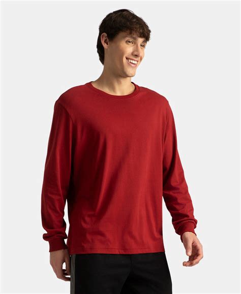 Buy Super Combed Cotton Rich Solid Round Neck Full Sleeve T-Shirt ...