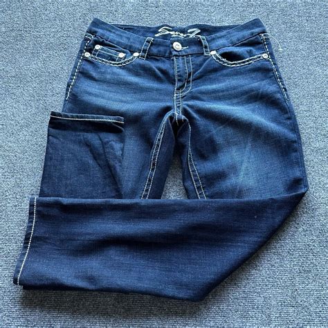 Seven 7 Jeans Womens 12 Blue Denim Cotton Blend Skinny Leg Mid Rise ...