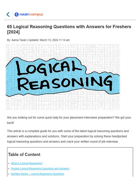 Image result for Logical Reasoning Answers