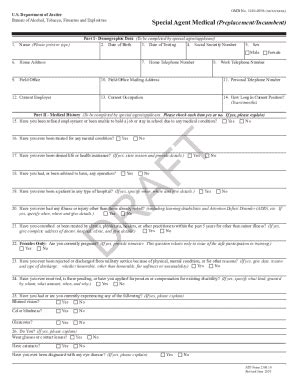 Fillable Online Special Agent Medical (preplacement/incumbent) Fax ...