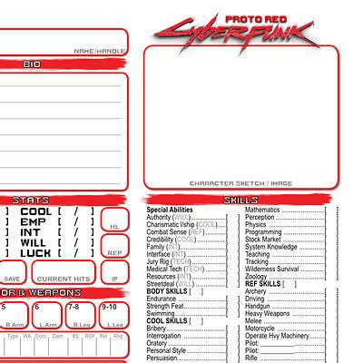 Cyberpunk Red Character Sheet Printable - udlvirtual.esad.edu.br