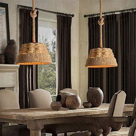 Buy LIGHTZILLIA Rope Hemp Basket Ceiling Chandelier Lamp, Modern Style ...