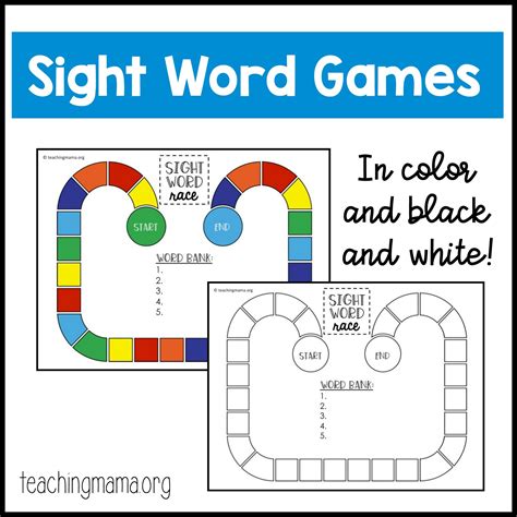 Kindergarten Sight Word Games Printable Free