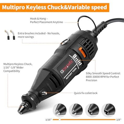 GOXAWEE Rotary Tool Kit with MultiPro Keyless Chuck India | Ubuy