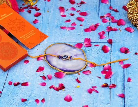 Yellow and Blue Evil Eye Rakhi – ServDharm