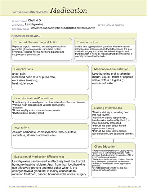 Levothyroxine- thyroid medication - ACTIVE LEARNING TEMPLATES ...