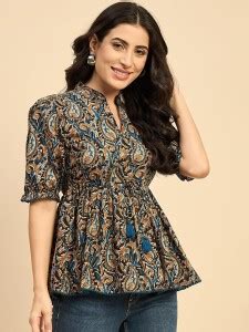 SANTOLIYA Casual Floral Print Women Black Top - Buy SANTOLIYA Casual ...