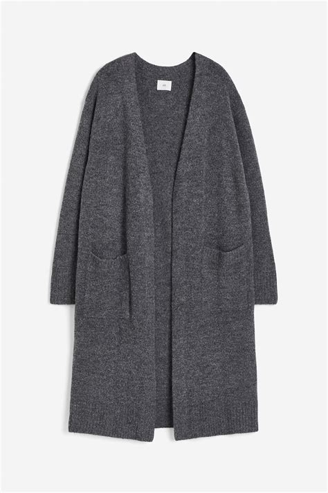 Women's Dark gray melange Long Cardigan | H&M CA