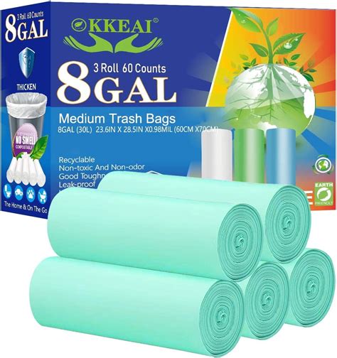 XUXRUS Medium Garbage Bags 8 Gallon Trash Bags Thicker 0.98 MIL Waste ...