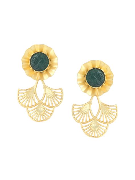 Sun Flower Shape Gold Plated Earrings