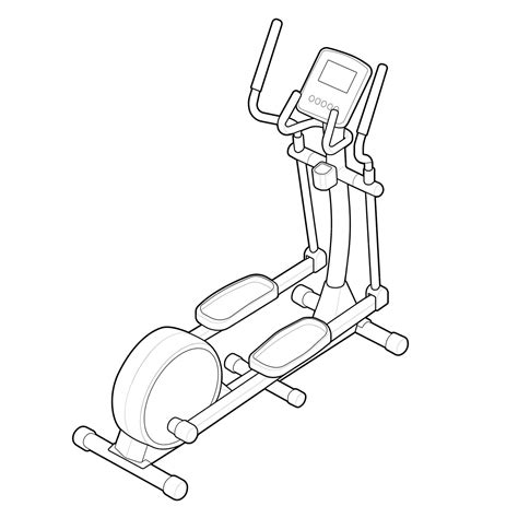 Isometric commercial reardrive elliptical glider instructional line art ...