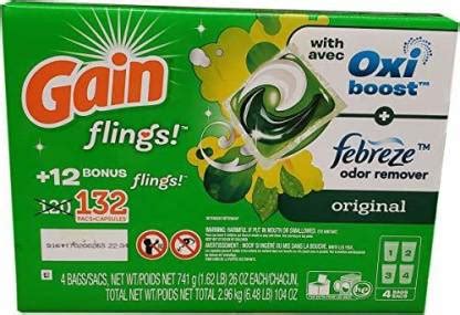 GAIN Flings Original Scent (132Count), 104 Oz Regular Detergent Pod ...