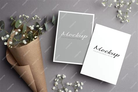 Premium PSD | Wedding invitation stationary card mockup with flowers ...