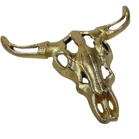 Buy Urbalabs Cast Iron Ox Cow Longhorn Skull and Horns Cast Iron Wall ...