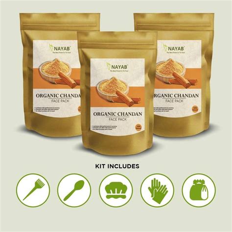 Nayab Organic CHANDAN Face Pack 300 GM with Accessories kit (Gloves ...