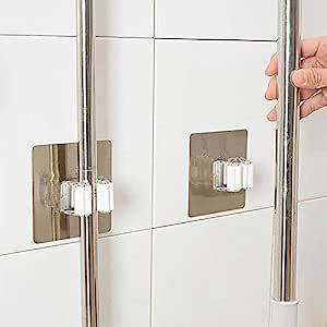 vihax Plastic Self Adhesive Wall Mounted Seamless Broom Hanger Clip ...