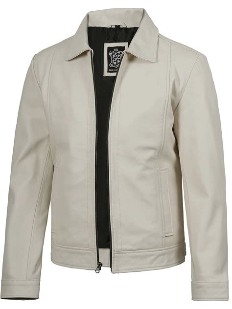 Mens Harrington White Leather Jacket – Decrum
