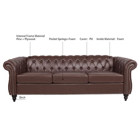 Lycvki brown Contemporary/Modern Faux leather Full Sofa bed in the ...