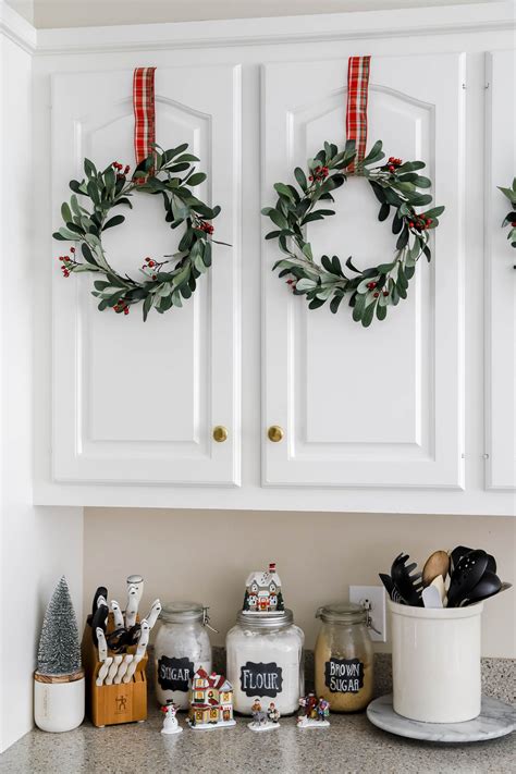 How to Hang Wreath on Kitchen Cabinets- Easy Festive Decor