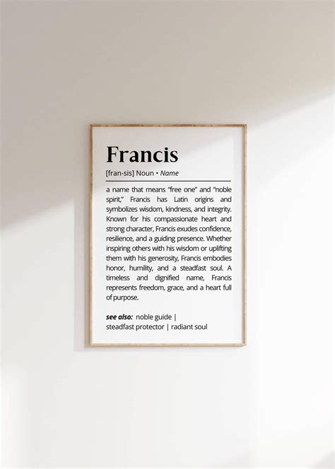Francis Name Meaning Print: Minimalist Typography Wall Art (digital ...