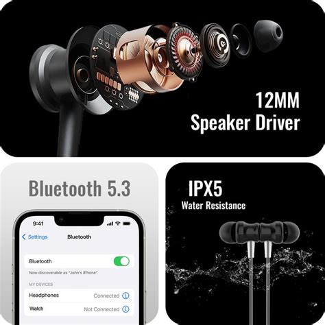 Tecsox Verve 300 Wireless Neckband / Head Phone Black