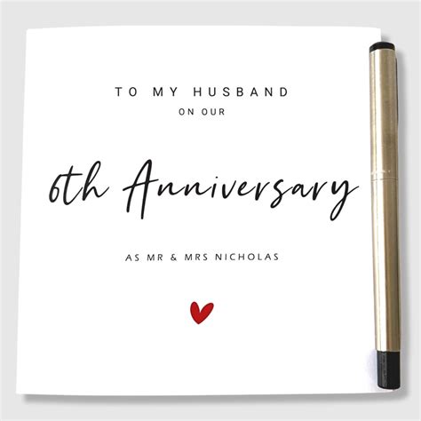 6th Wedding Anniversary Card Personalised Iron Anniversary Him Her ...