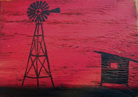 Painting of Windmill on wood