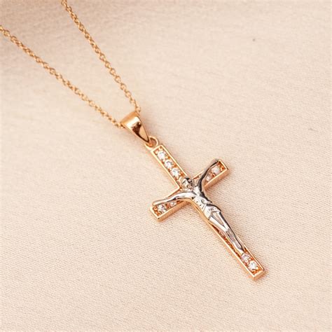 14K 18K Solid Gold Crucifix Cross Necklace, Elegant Real Solid Gold ...