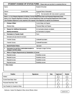 Fillable Online cobleskill STUDENT CHANGE OF STATUS FORM Fax Email ...