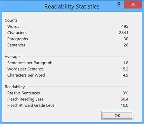 Image result for Word Readability Statistics