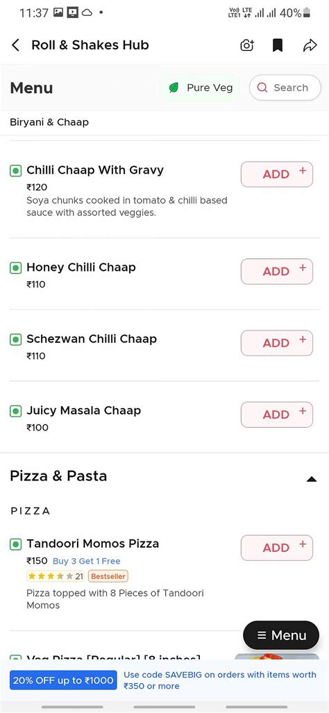 Menu at ROLL & SHAKES HUB., Jammu