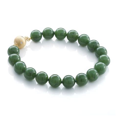 10MM Green Nephrite Jade & Gold Bracelet | Extraordinary jewelry ...