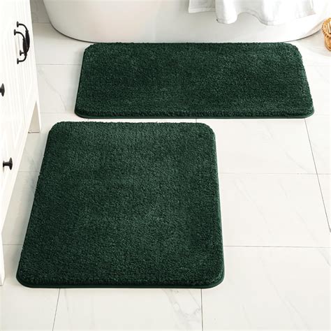Amazon.com: MIULEE Dark Green Bathroom Rugs Set 2 Piece, Non Slip Bath ...