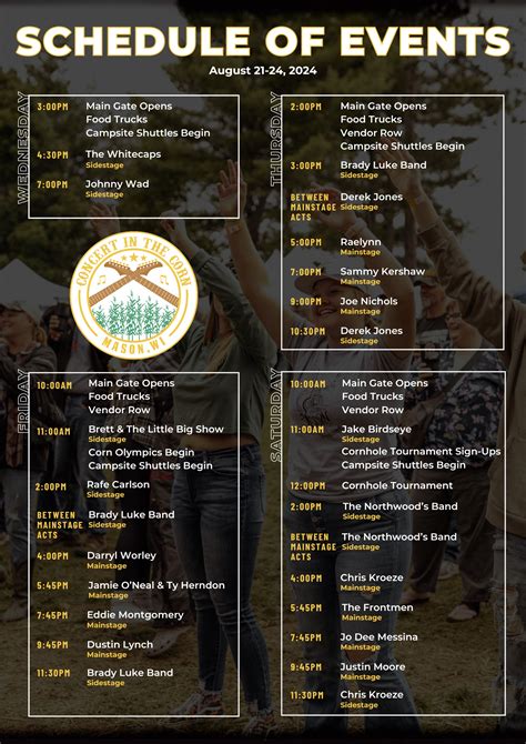 2024 Schedule of events - Concert in the Corn - Northern Wisconsin ...