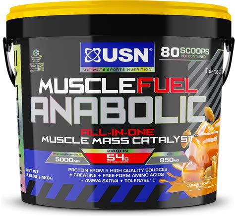 USN Muscle Fuel Anabolic Caramel Peanut All-in-one Protein Powder Shake ...