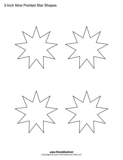 Free Printable Nine Pointed Star Templates | Blank Shape Printables