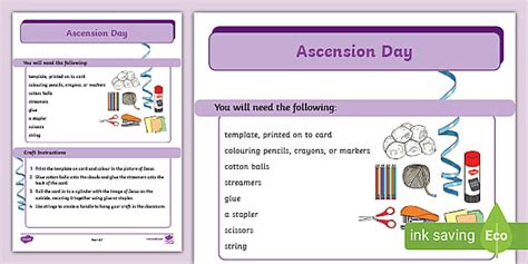 Catholic Ascension Day Craft Instructions (teacher made)