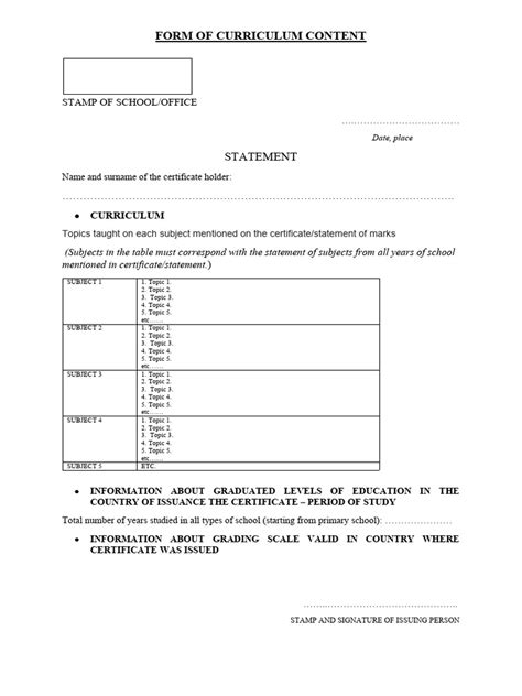 Image result for Curriculum Form