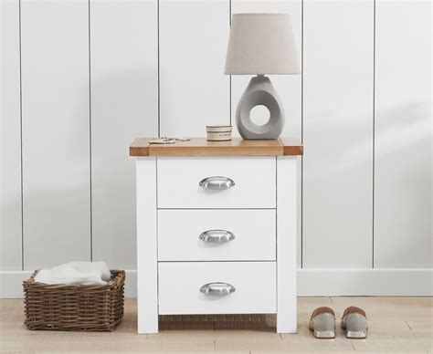 Somerset Oak and White 3 Drawer Bedside Table | Wooden bedside cabinets ...
