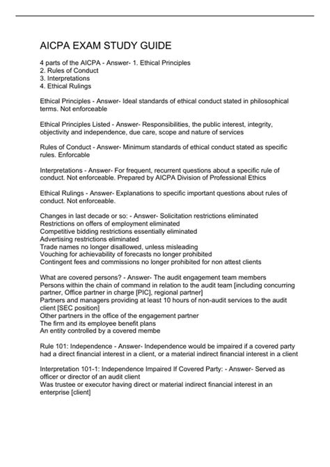 AICPA EXAM STUDY GUIDE/AICPA FINAL EXAM QUESTIONS AND ANSWERS/AICPA ...
