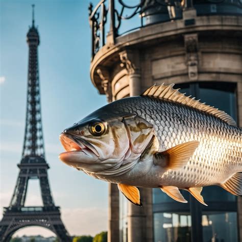 Fish with Big Mouth on Eiffel Tower | Stable Diffusion Online