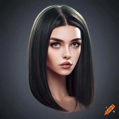 Portrait of a brunette woman with straight hair