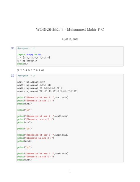 Workdheet 3 numpy - Sem 2 - WORKSHEET 3 - Muhammed Mahir P C April 19 ...
