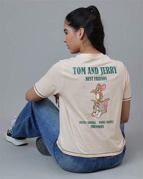 Tom & Jerry Printed Regular Fit Tshirt For Women – Free Authority